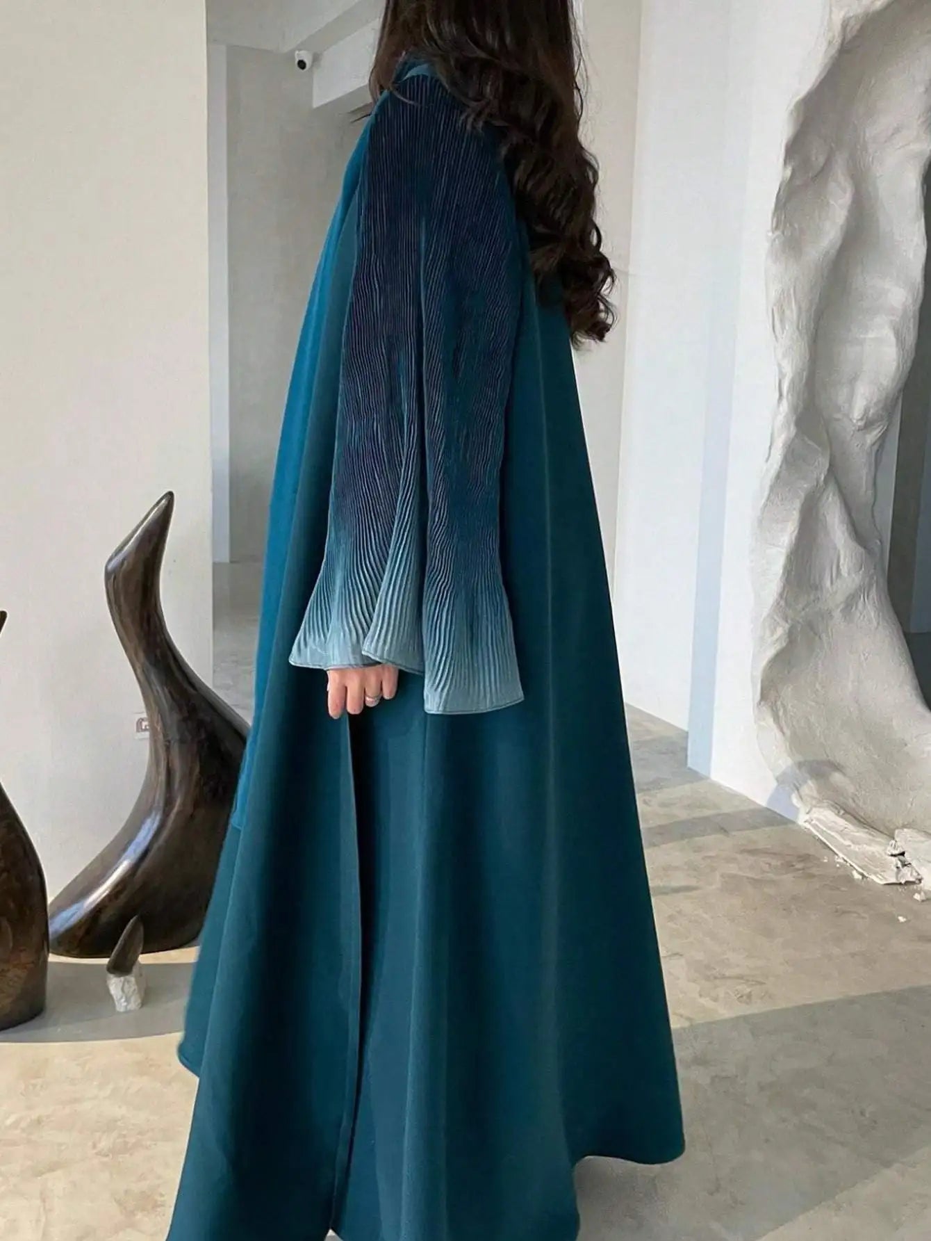 Open Front Abaya Muslim Flare Sleeve Casual Arabian Abayas Middle-East| Open Front Flare Sleeve Abaya | Casual Muslim Arabian Dress