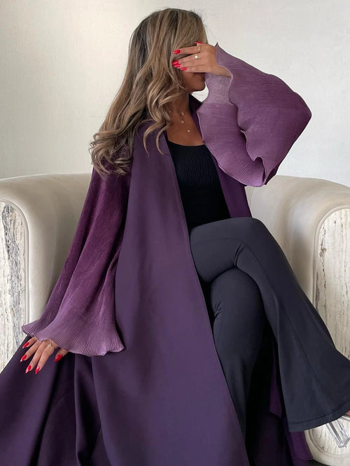 Open Front Abaya Muslim Flare Sleeve Casual Arabian Abayas Middle-East| Open Front Flare Sleeve Abaya | Casual Muslim Arabian Dress