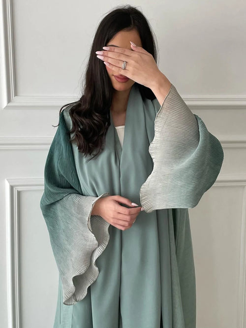 Open Front Abaya Muslim Flare Sleeve Casual Arabian Abayas Middle-East| Open Front Flare Sleeve Abaya | Casual Muslim Arabian Dress