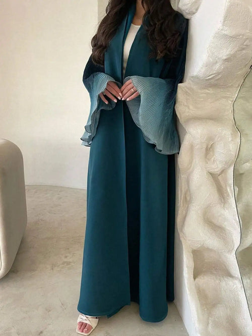 Open Front Abaya Muslim Flare Sleeve Casual Arabian Abayas Middle-East| Open Front Flare Sleeve Abaya | Casual Muslim Arabian Dress