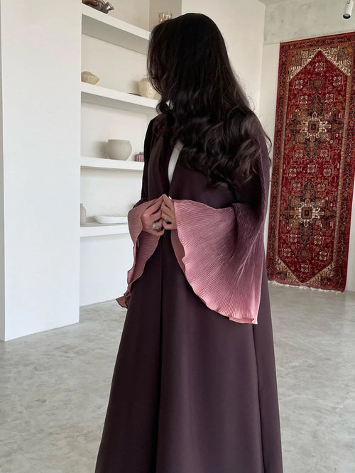 Open Front Abaya Muslim Flare Sleeve Casual Arabian Abayas Middle-East| Open Front Flare Sleeve Abaya | Casual Muslim Arabian Dress